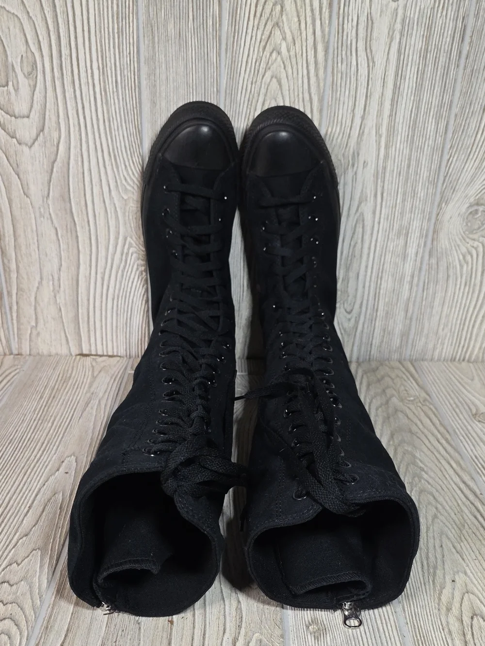 Converse All Star XX-Hi Boots Triple Black Knee High Lace Up Canvas Sneakers